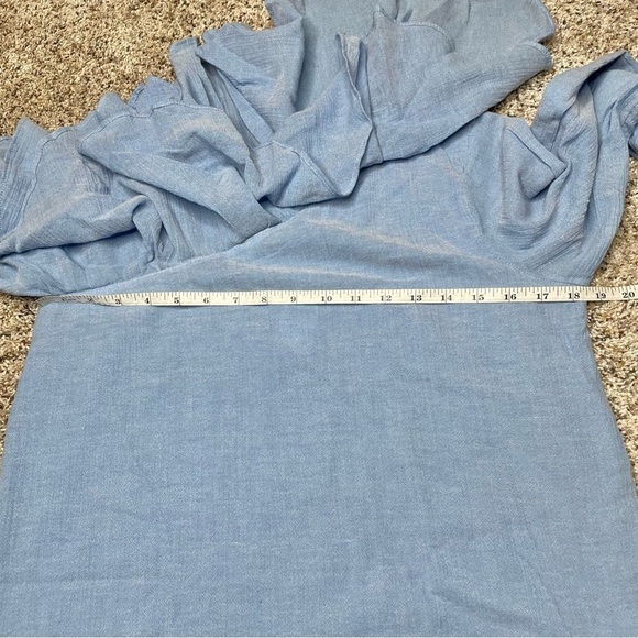 Ann Taylor Loft Blue Chambray Cotton One Shoulder Ruffle Top Blouse Small NWT - Picture 10 of 11